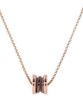 Bvlgari B.zero1 18k rose gold brown ceramic limited edition necklace